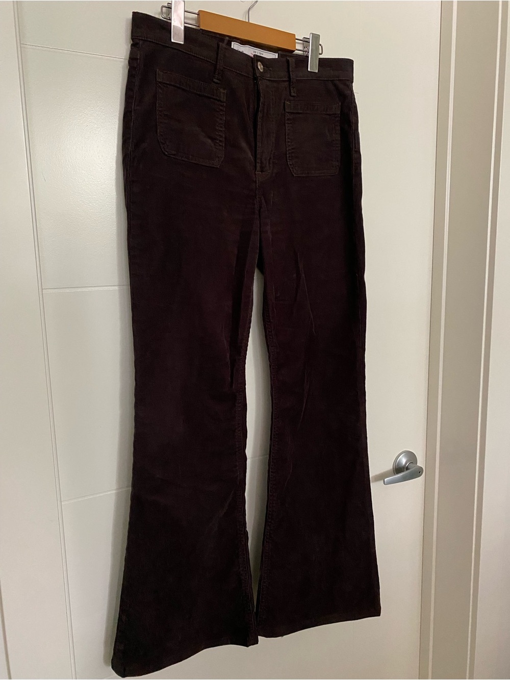 GAP Women's Dark Brown Corduroy Flare High-Rise Pants